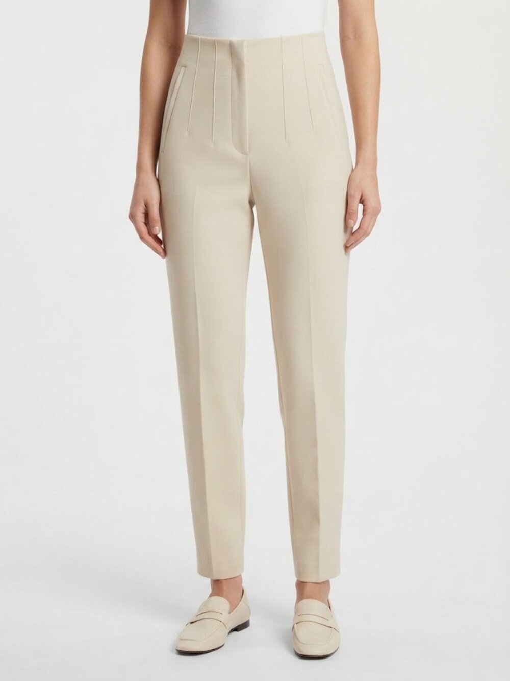 Zara Cream High-Waist Straight Leg Tailored Pants